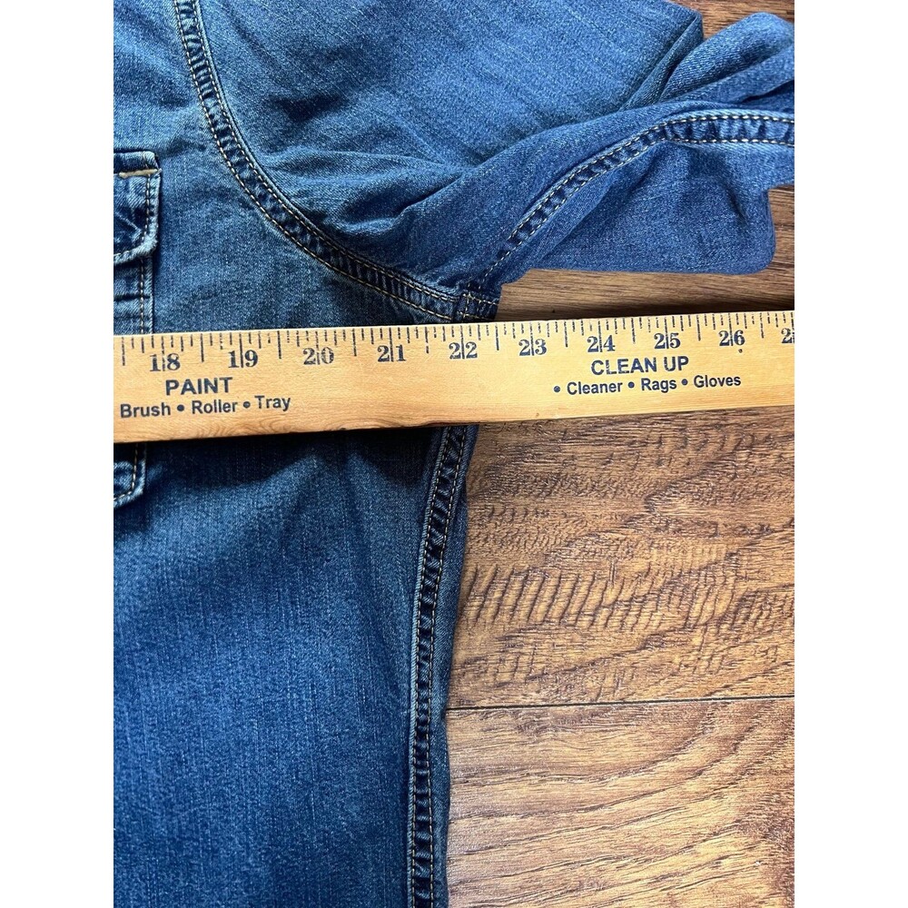 Hollister Western Shirt Mens Sz XL Faded Blue Denim Pearl Snap Cowboycore Y2K - Picture 7 of 7